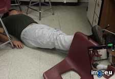 Tags: chair, fel, fell, finals, floor, for, funny, guy, laughed, out, seconds, week (Pict. in My r/FUNNY favs)