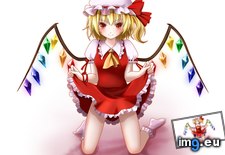 Tags: 1920x1080, anime, blonde, eyes, fang, flandre, hair, red, scarlet, touhou, vampire, wallpaper, white, wings (Pict. in Anime Wallpapers 1920x1080 (HD manga))