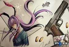 Tags: 1920x1080, ani, animal, bunny, bunnygirl, ears, gun, hair, inaba, purple, reisen, signed, tidsean, tie, touhou, udongein, weapon (Pict. in Anime Wallpapers 1920x1080 (HD manga))