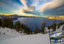 Tags: crater, lake, little, overcast, sunset (Pict. in My r/EARTHPORN favs)