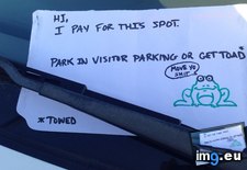 Tags: funny, park, parking, visitor (Pict. in My r/FUNNY favs)
