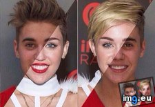 Tags: bieber, cyrus, justin, makeup, miley, person, with, without (Pict. in Rehost)