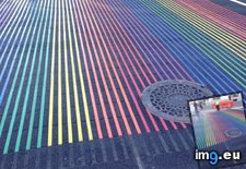 Tags: colored, crosswalks, installing, neighborhood, rainbow (Pict. in My r/MILDLYINTERESTING favs)
