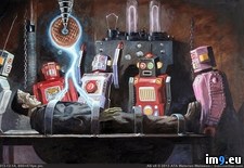 Tags: artist, bizarrely, charming, donuts, featuring, paints, robots, scenarios (Pict. in My r/PICS favs)